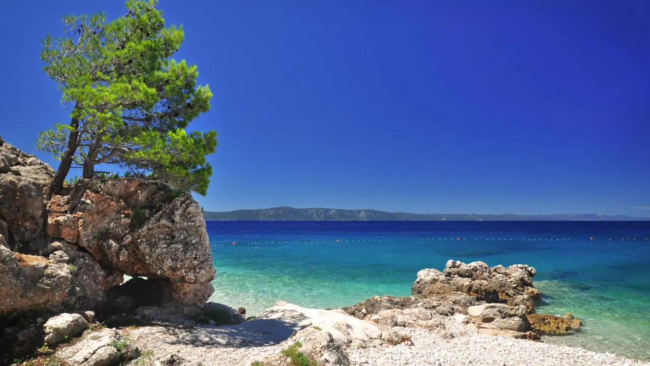 A view of the turquoise sea near Podgora, Croatia