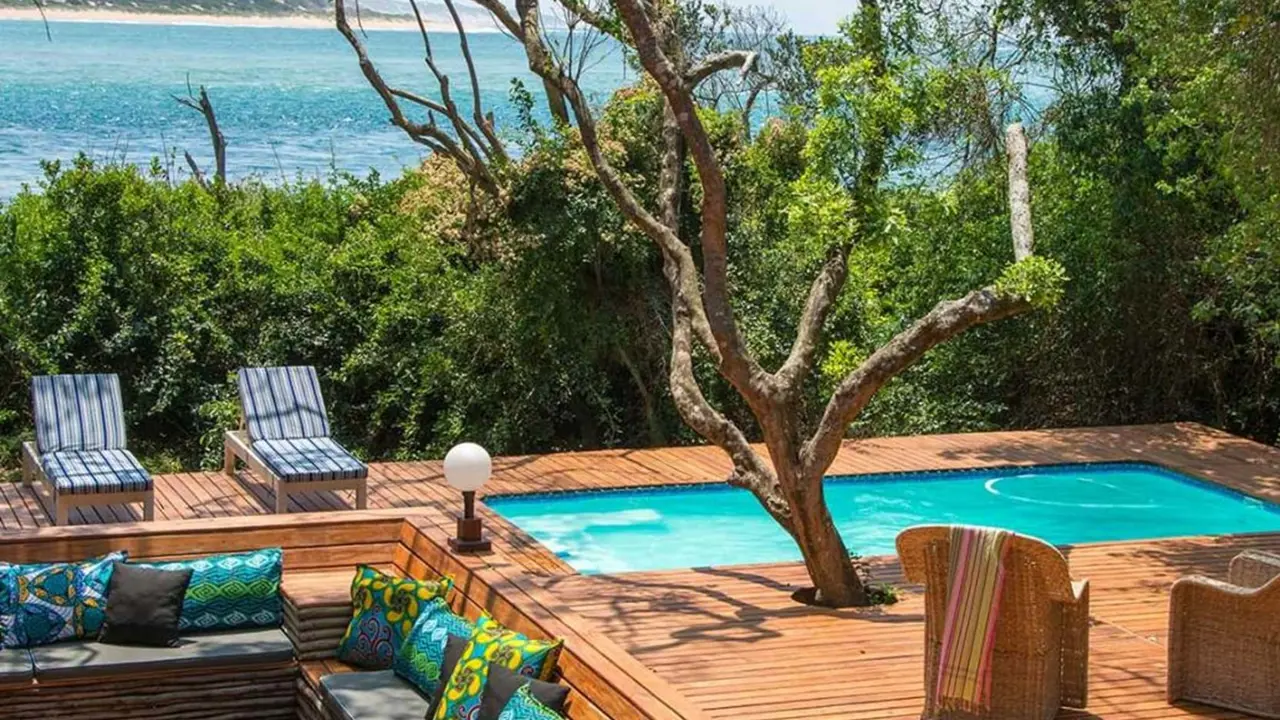 Machangulo Beach Lodge, Mozambique, pool and sea view