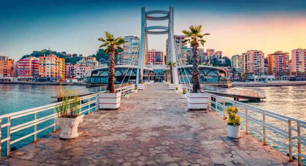 Sunrise in the port city of Durrës