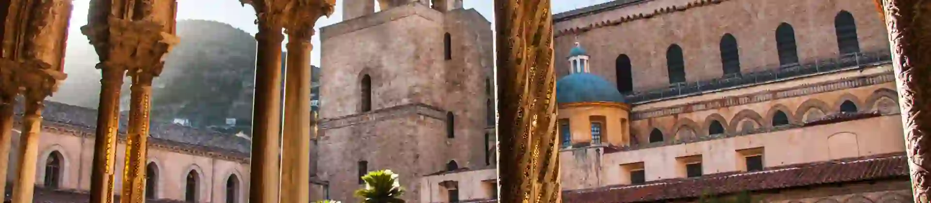 View of Monreale Cathedral through archways