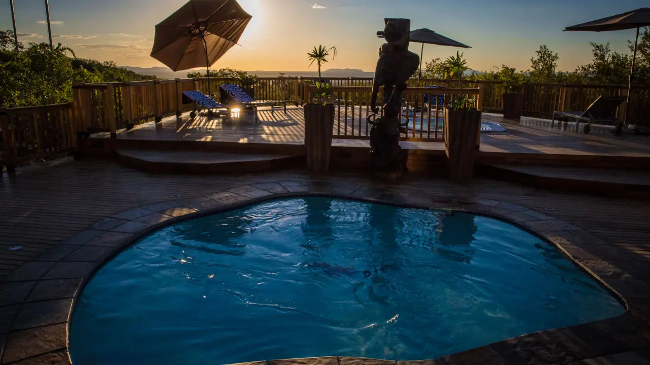 Sebatana Rhino Lodge, Lephalale, pool at sunset