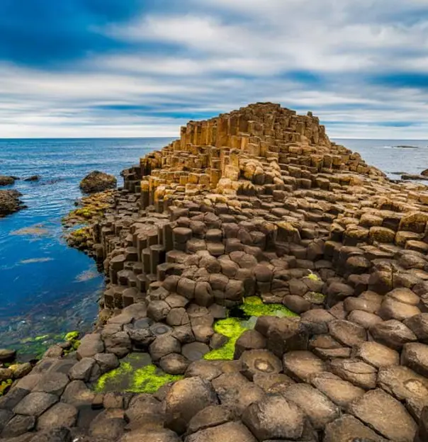 The Giant's Causeway Rock formations with a view of the sea