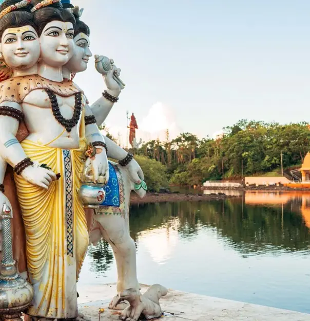 Three gods on Ganga Talao, Mauritius