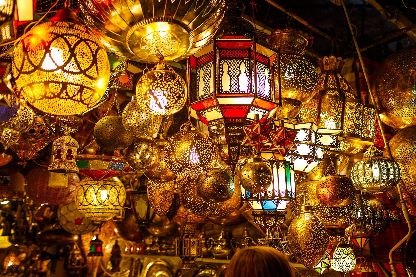  Lanterns and lamps hanging in the market, Marrakesh