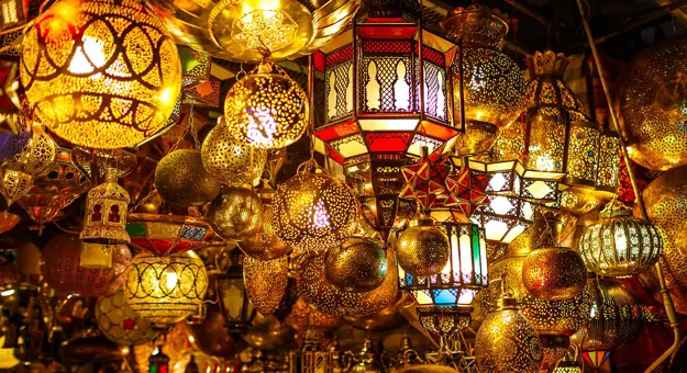 Lanterns and lamps hanging in the market, Marrakesh