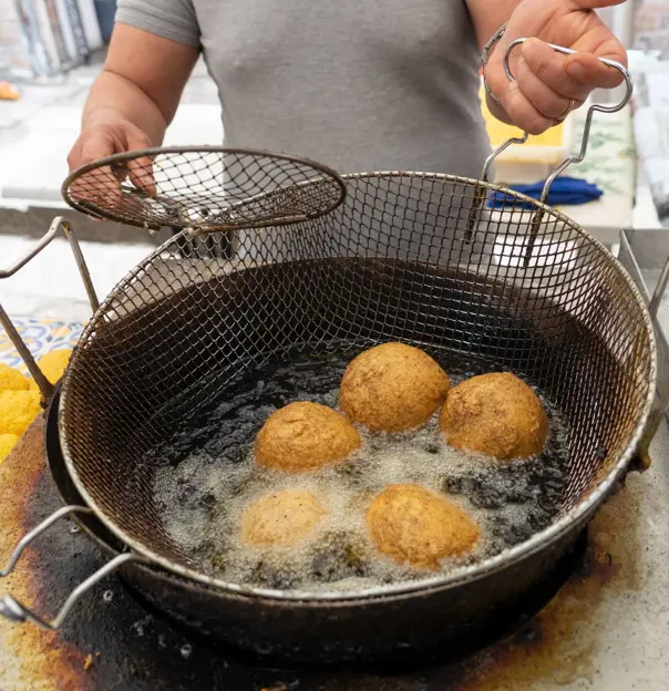 Street Food being fried in Palermo in Sicily