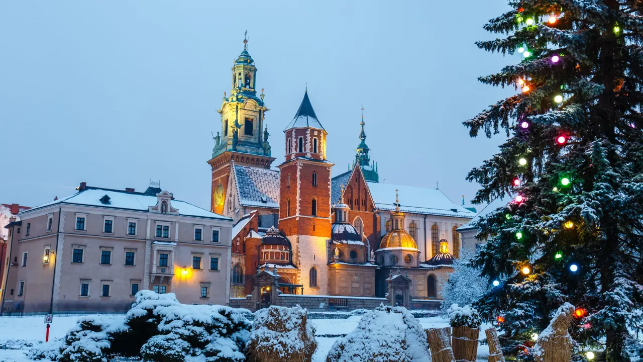 Wawel Castle at twilight, Krakow, one of the most famous landmarks in Poland